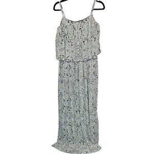 American Rag Maxi Dress 2X Pleated Lined Black Ruffle Spaghetti Straps‎
